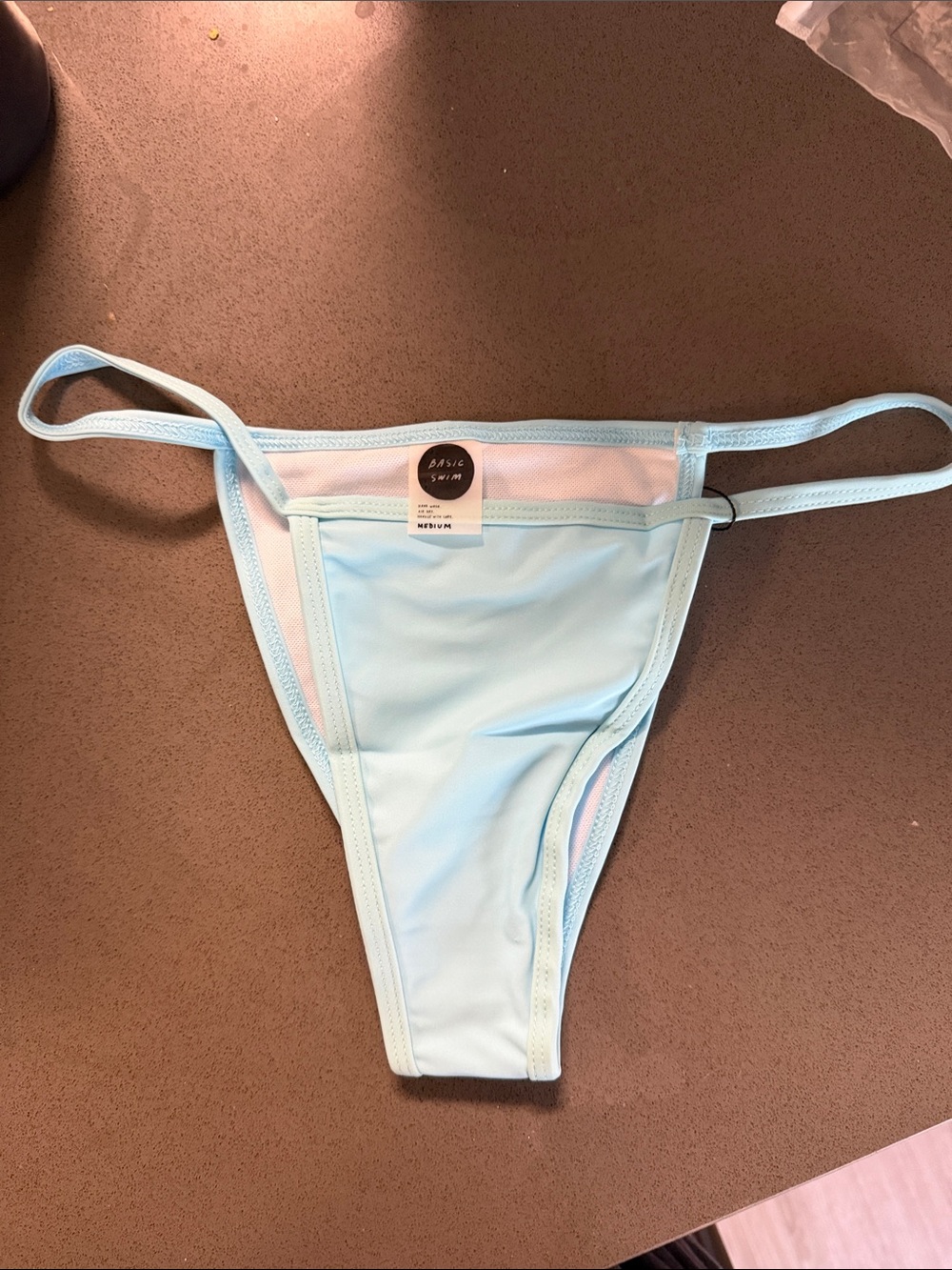 Basic Swim Women's Light Blue Bikini Bottom (Medium)